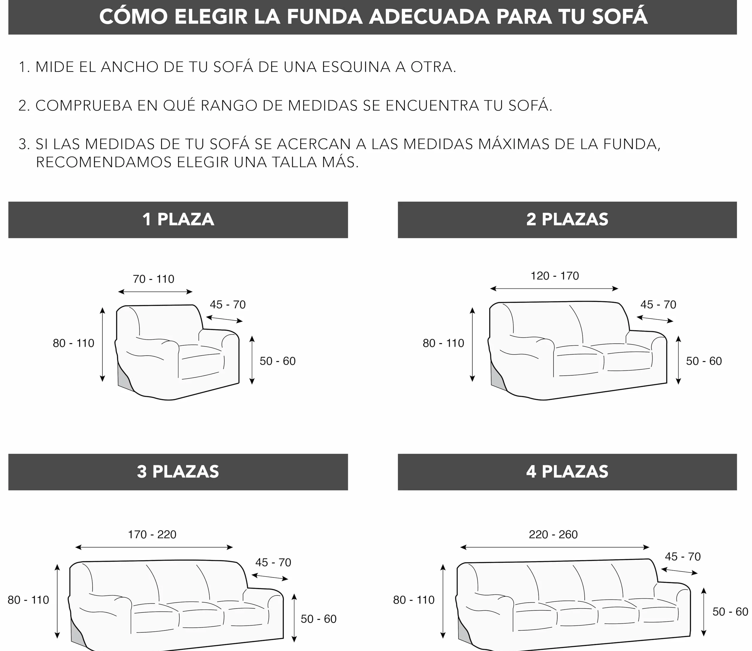 Martina Home Funda de sofá elástica Modelo Emilia - Color Marfil -3 Plazas (170 a 220 cm)