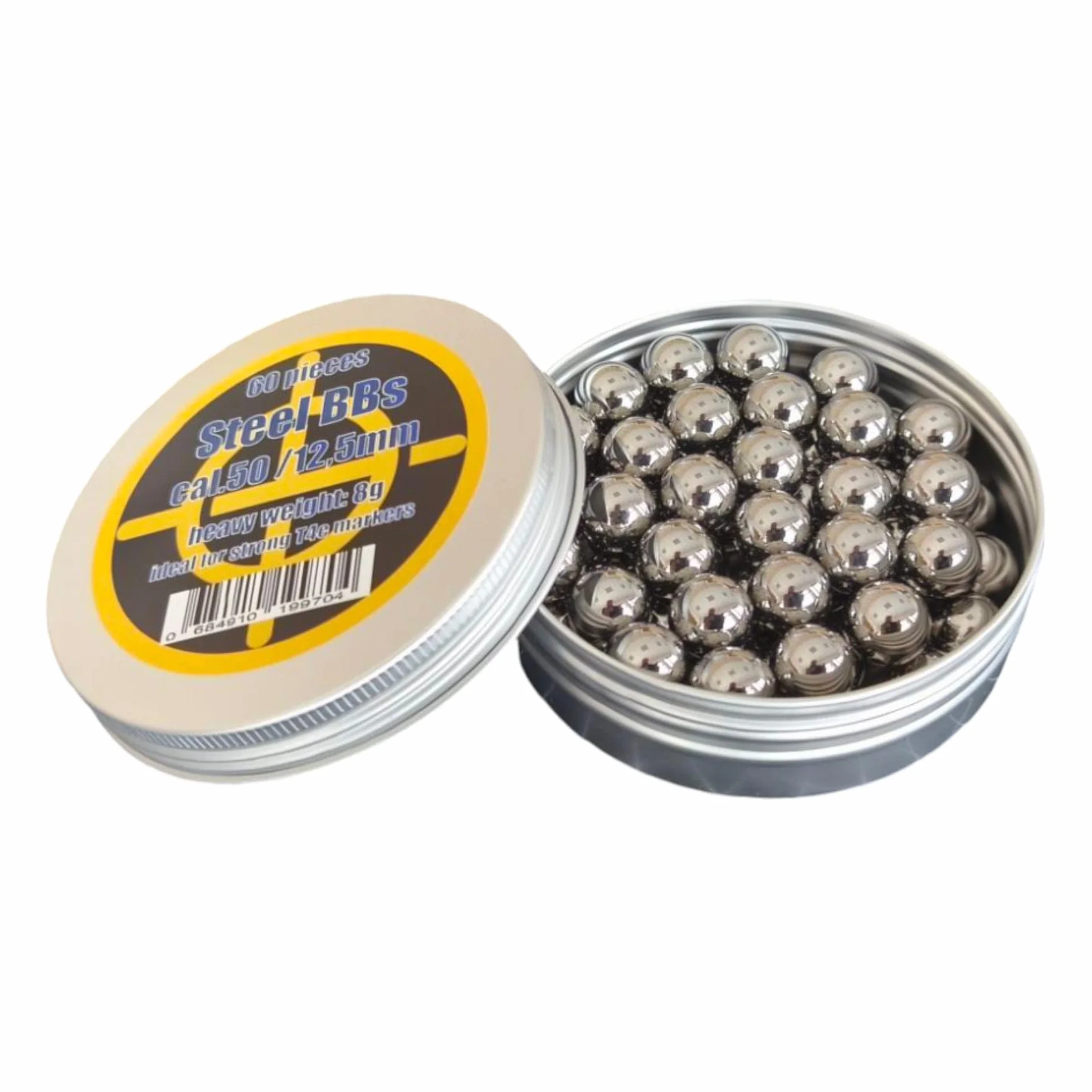 BBS CAL.50 bolas de acero cromado 12,5 mm para marcadores HDR50 HDP50 Amdere Fuerte T4e