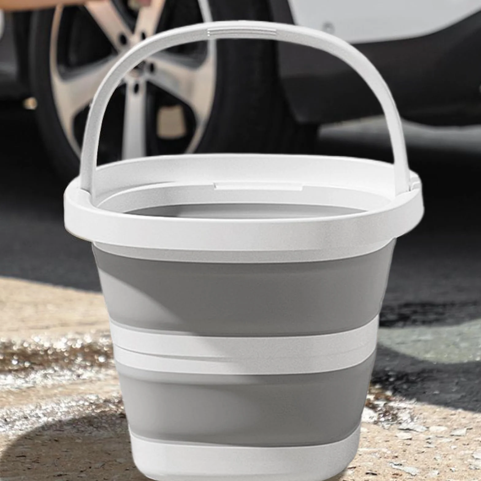 Cubo De Agua Plegable De 10 Litros – Contenedor A Prueba De Derrames, Mango Portátil