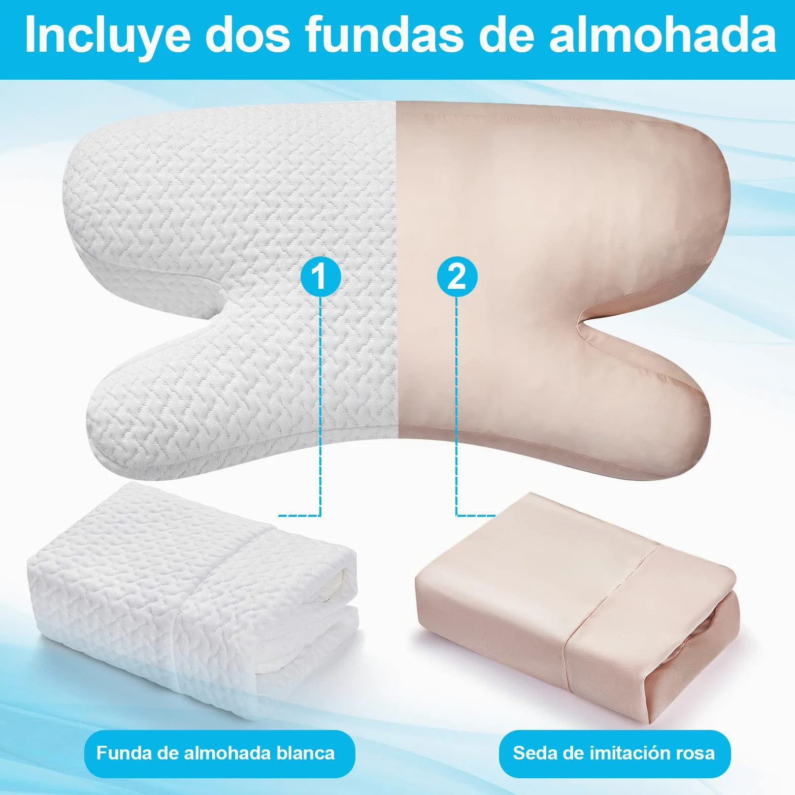 Clieey Almohadas para Dormir de Lado Espalda Estómago Antiarrugas Anti Envejecimiento con Gel y Espuma Viscoelástica Triturada para Aliviar el Dolor de Cuello