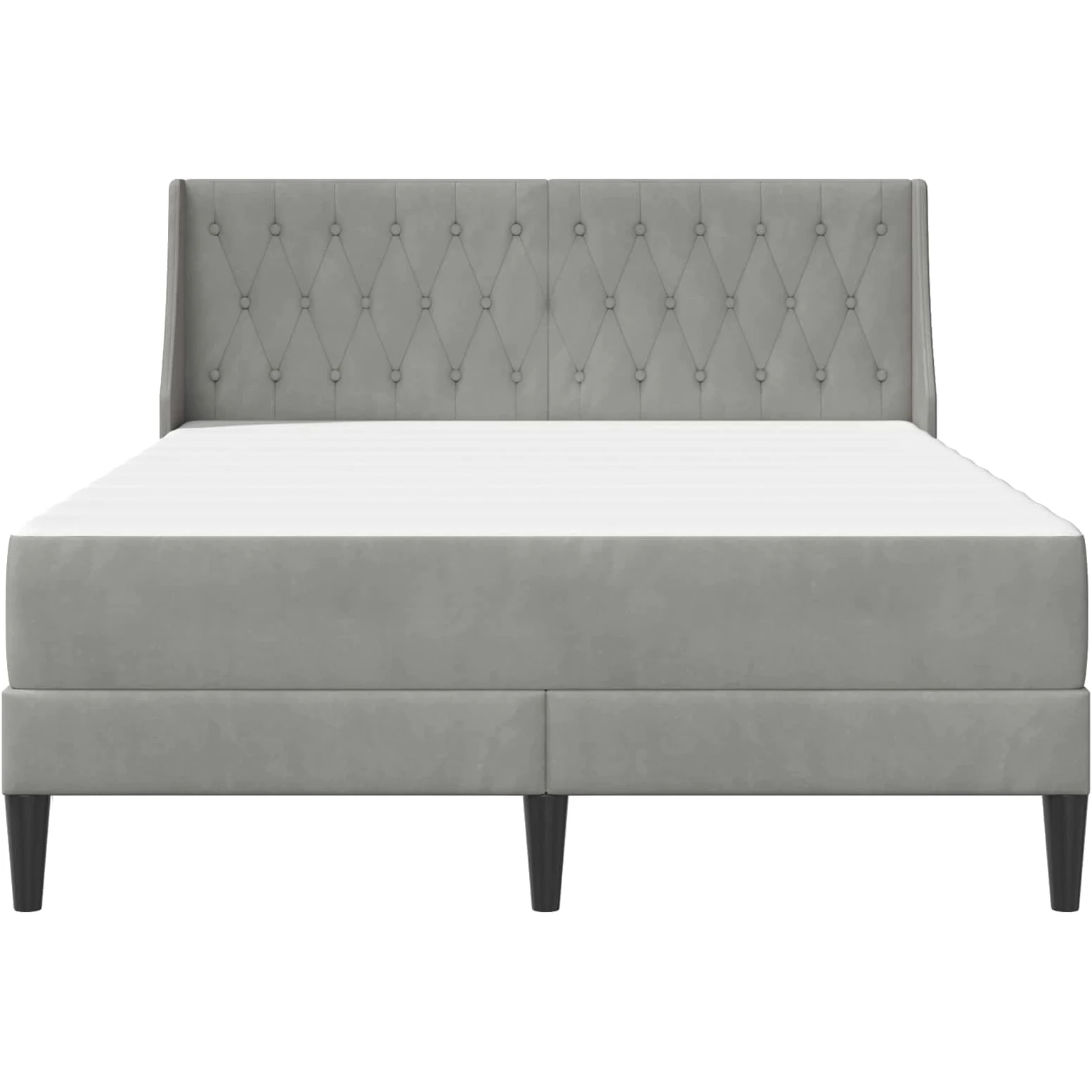 Estructura de cama con colchón de terciopelo gris claro, 160 x 200 cm, incluye colchón de espuma de 20 cm, marco de madera contrachapada, para dormitorio e invitados
