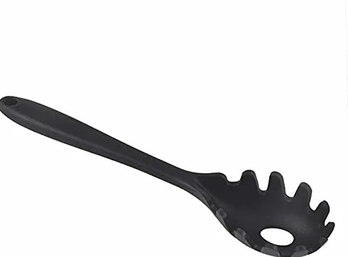 Servidor de espagueti de silicona - Tenedor de pasta - Longitud 28,5 cm (negro)