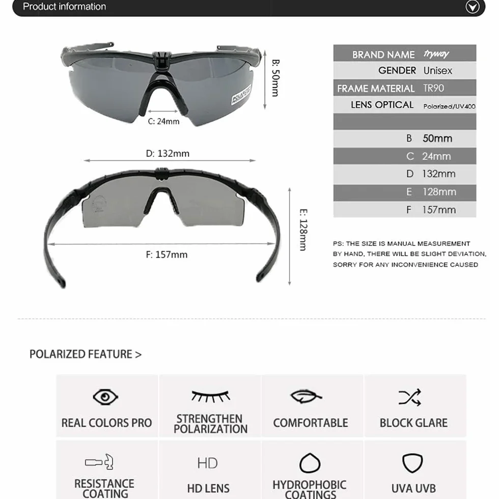 Gafas tácticas de protección profesional polarizadas militares, lentes de 3,0 balísticos, Marco TR90, Gafas de tiro, deportes al aire libre, senderismo, ciclismo, Paintball, Gafas de seguridad