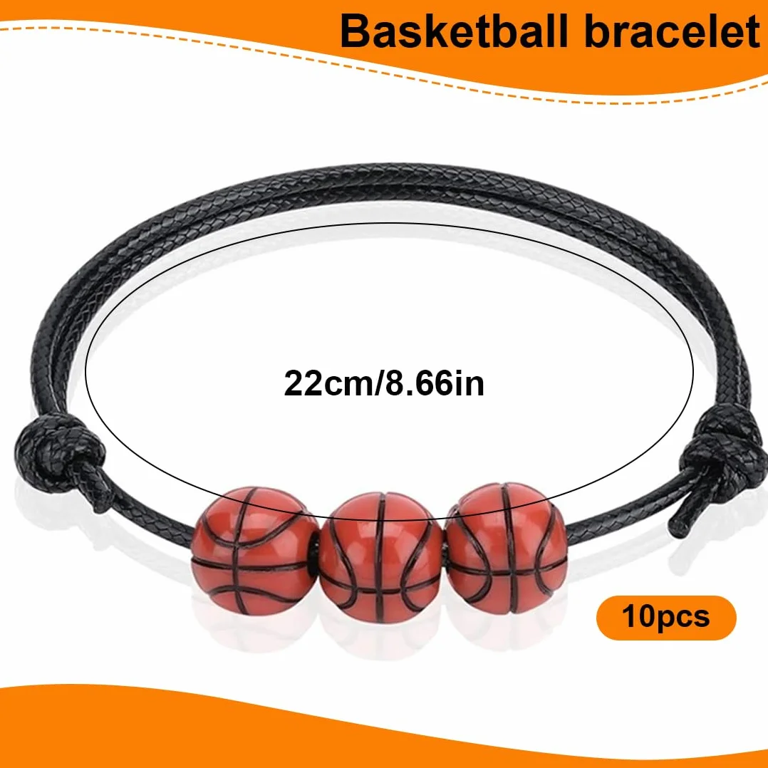 WeddHuis 10 Pcs Pulsera de Baloncesto Pulseras Inspiradoras de Equipo Pulsera de Baloncesto Trenzada Ajustable para Adolescentes Adultos Hombres Mujeres Jugadores de Baloncesto Equipos