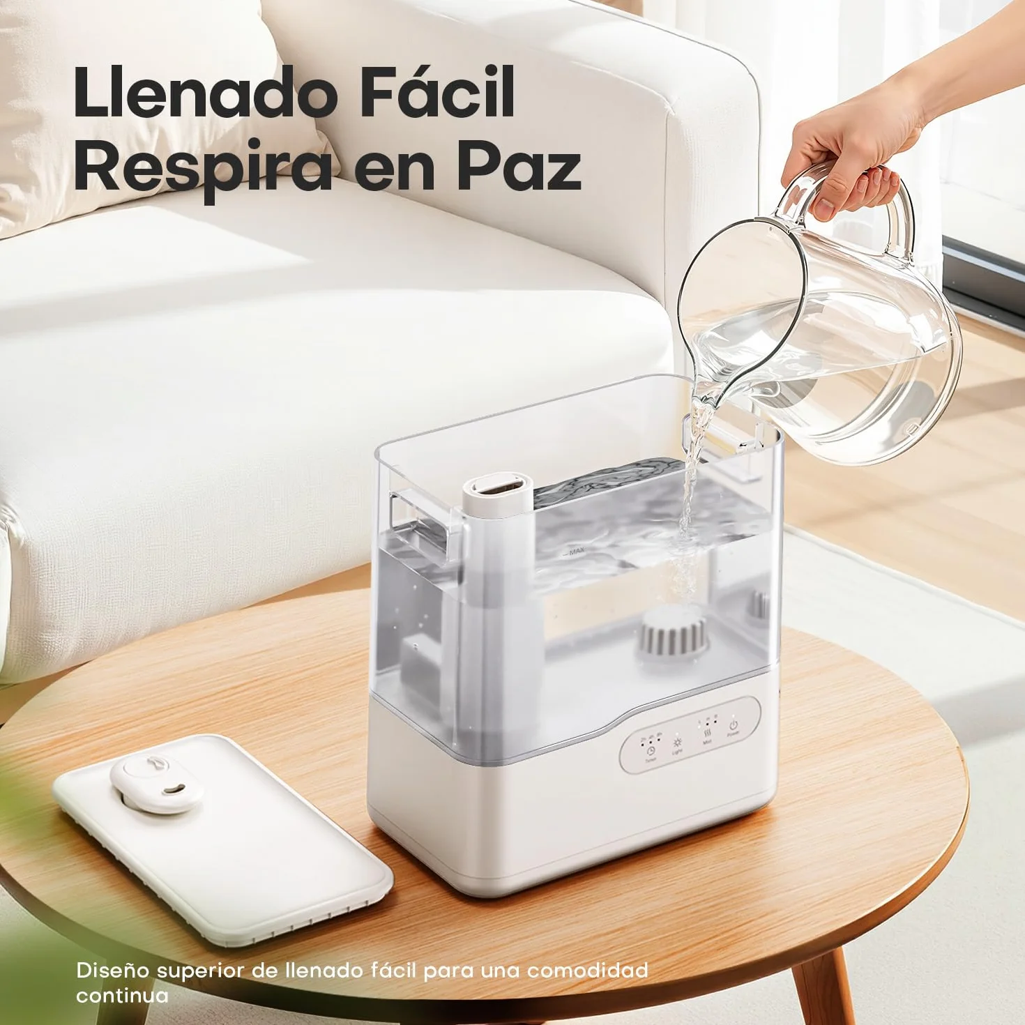 AROEVE Humidificador de Aire 5L Ultrasónico Top-Fill Niebla Fría 36H 25dB Silencioso