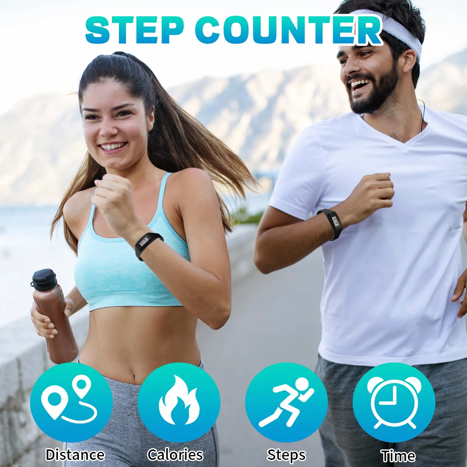 Mini Podometro Electrónico 3D, Contador de Pasos, Silicón Cuenta Pasos Reloj, No Requiere Aplicación,Ideal para Senderismo, Fitness y Desplazamientos Diarios, Apto Tanto para Hombres Como para Mujeres