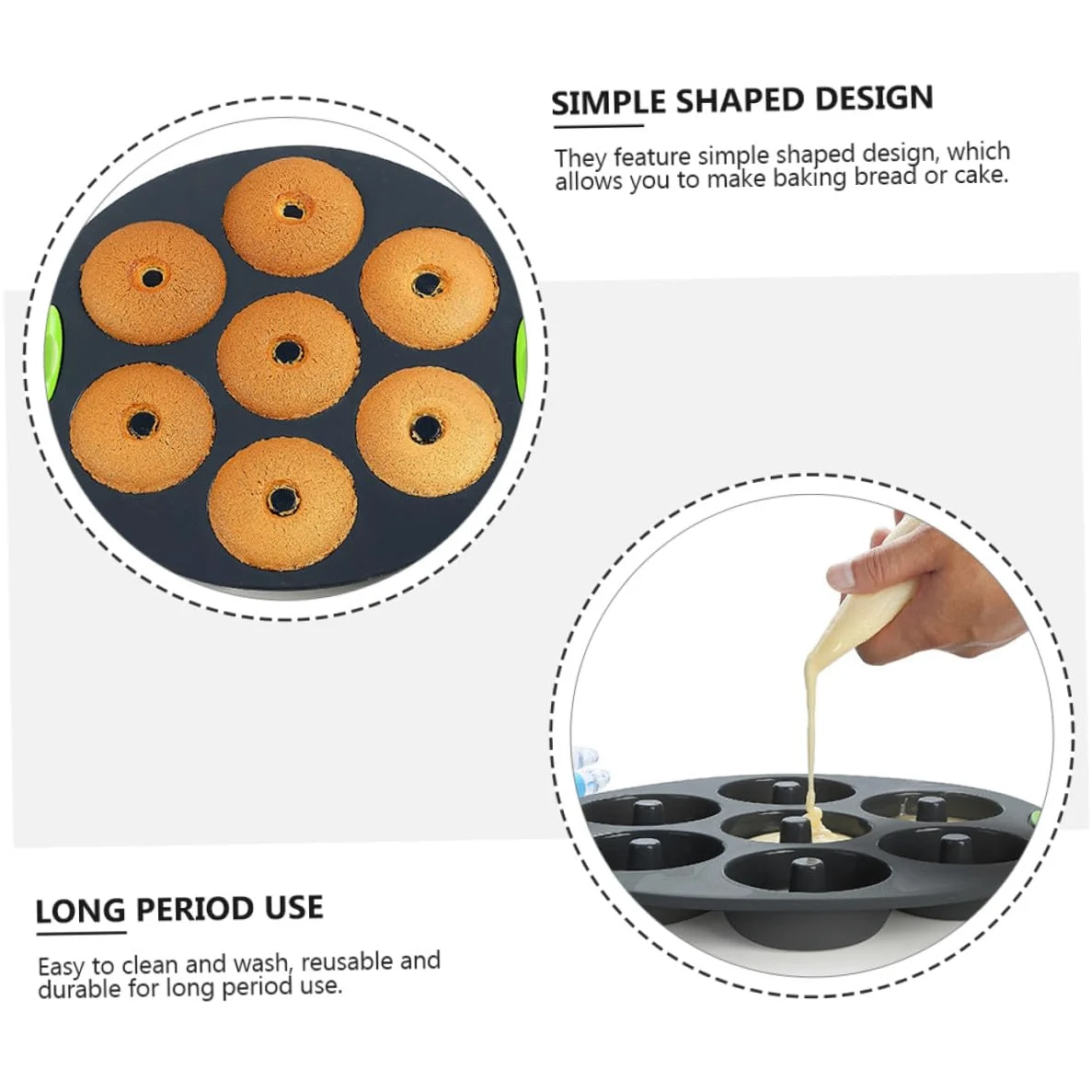 Homoyoyo Set de 5 Moldes de Silicona para Hornear Bizcochos, Resistentes al Calor y Flexibles, Ideales para Repostería en Cocina