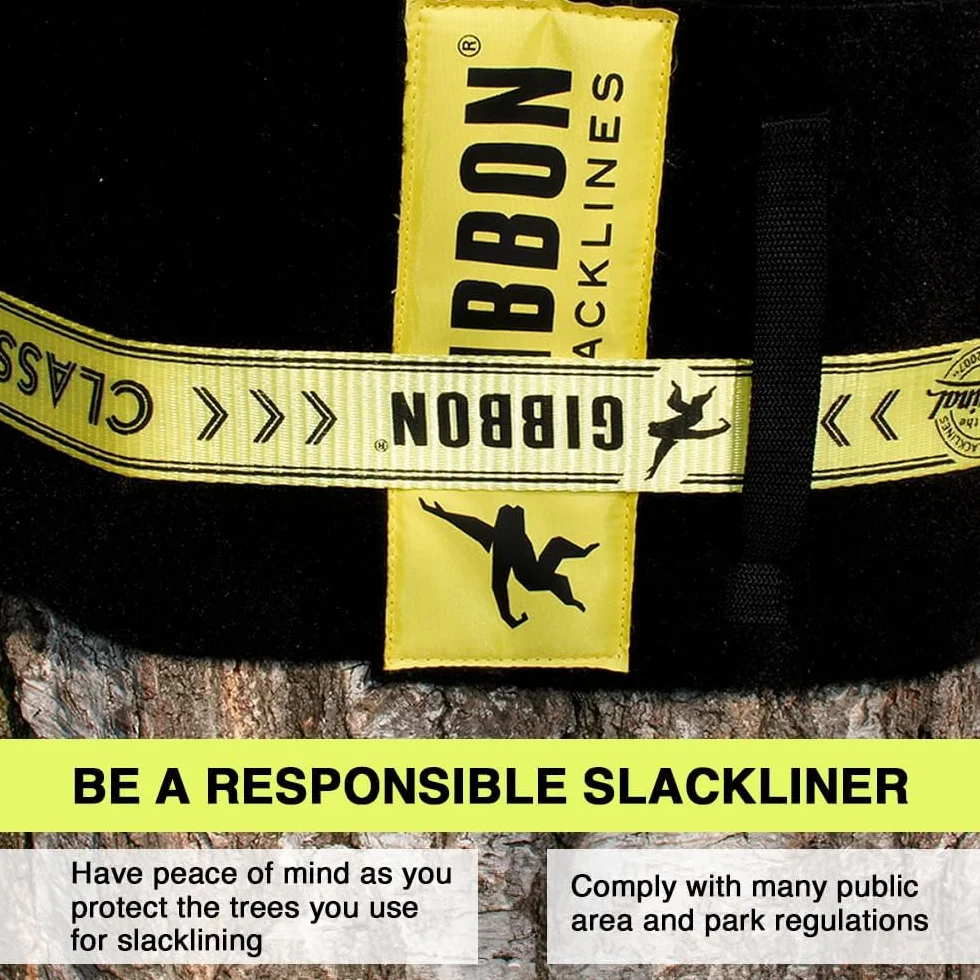 Gibbon Slacklines Protección de árbol fieltro negro velcro 100cm 16cm 2 piezas