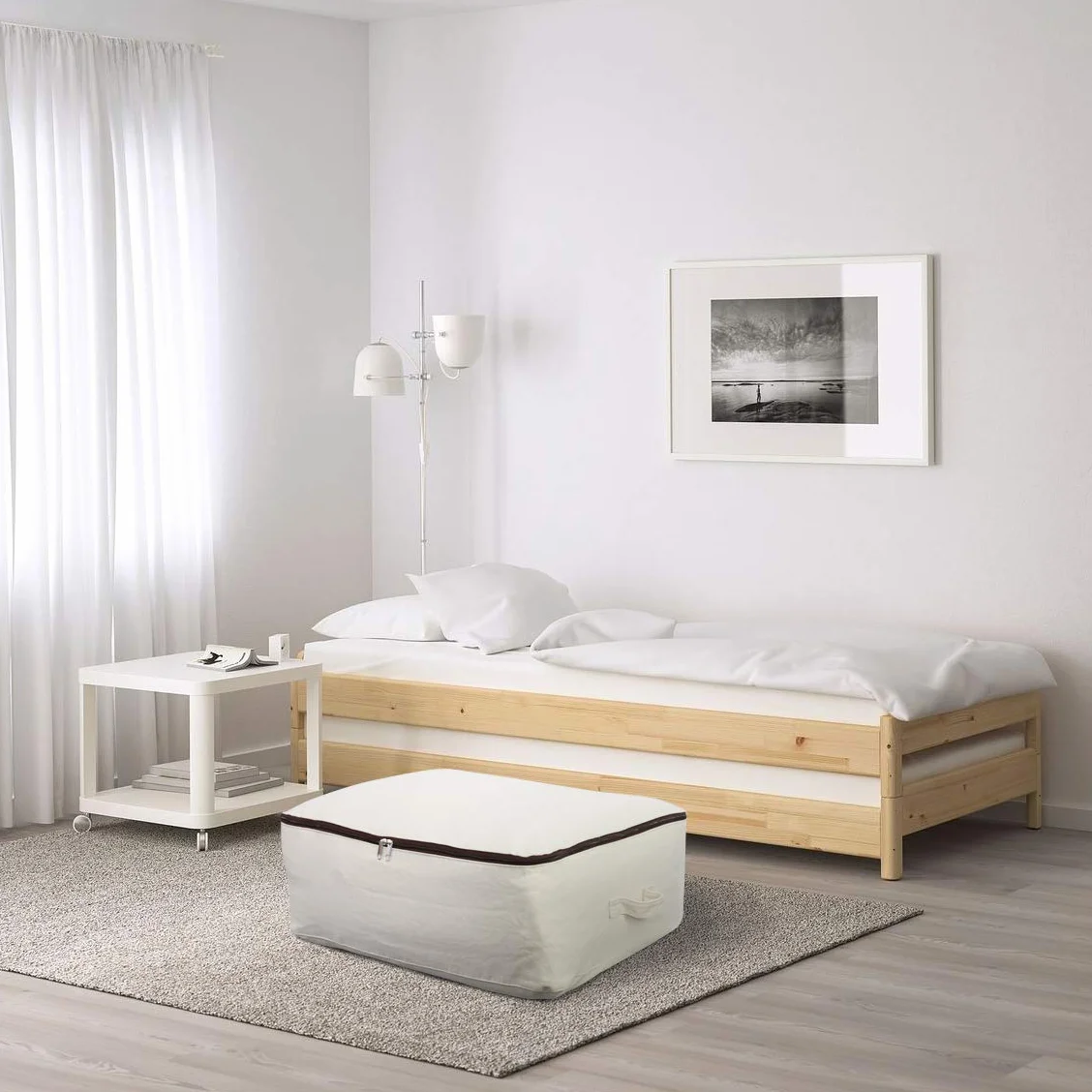 Bolsa de lona de gran capacidad Omygarden, 65x47x22cm, Beige, 2pcs | resistente, suave y transpirable; lavable a máquina; ideal para guardar edredones, jerséis, vaqueros y mucho más.