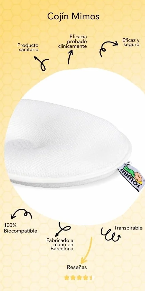 MIMOS® Cojín para bebés | Ayuda a prevenir y Tratar la plagiocefalia | Producto Transpirable y Esponjoso | Incluye una Funda Extraible de poliéster 100% (S, Nubes)