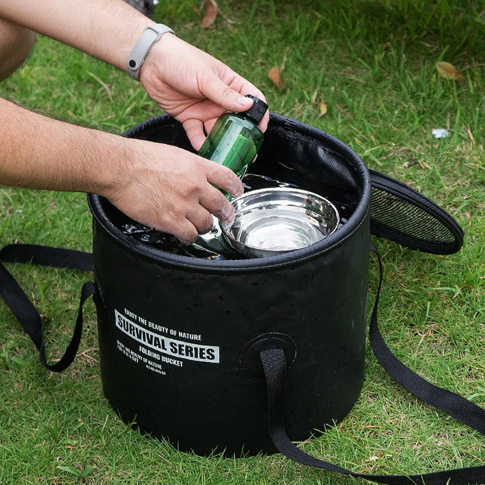 Cubo Plegable de Pesca 22 Litros Gran Capacidad Portátil para Camping Viaje