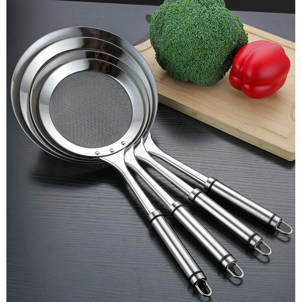 Tamiz, colador, colador de malla fina de acero inoxidable con mango coladores tamiz de harina colador de pasta colador práctico herramientas de cocina colador cucharón para cocina (tamaño: S) (tamañ