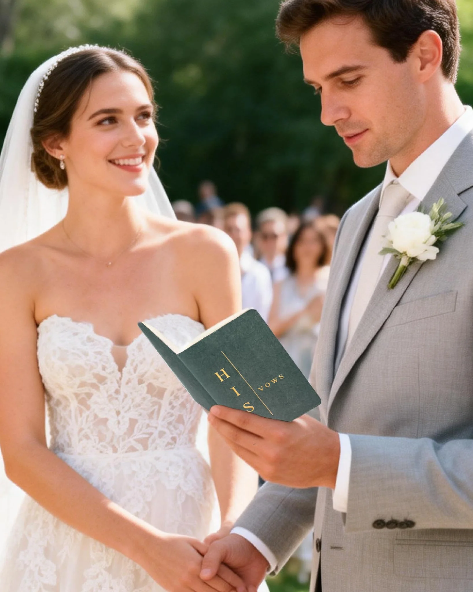 Libros de votos para él y para ella, libros de votos de boda para novia y novio, accesorios esenciales de boda (TR-HH-Sage)