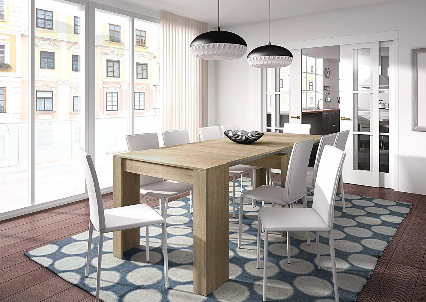 Habitdesign – Mesa Extensible para Comedor, Mesa Ampliable para Salón o Cocina - 5 Posiciones y hasta 10 Comensales - Roble Canadian - 50-235x90x78 cm - Modelo Consola