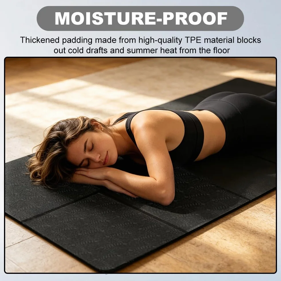 Alfombrilla para cinta de correr, 183 x 61 cm, plegable, esterilla de protección para el suelo, esterilla de fitness para aparatos de fitness, 6 mm de grosor, insonorizante, para cinta de correr