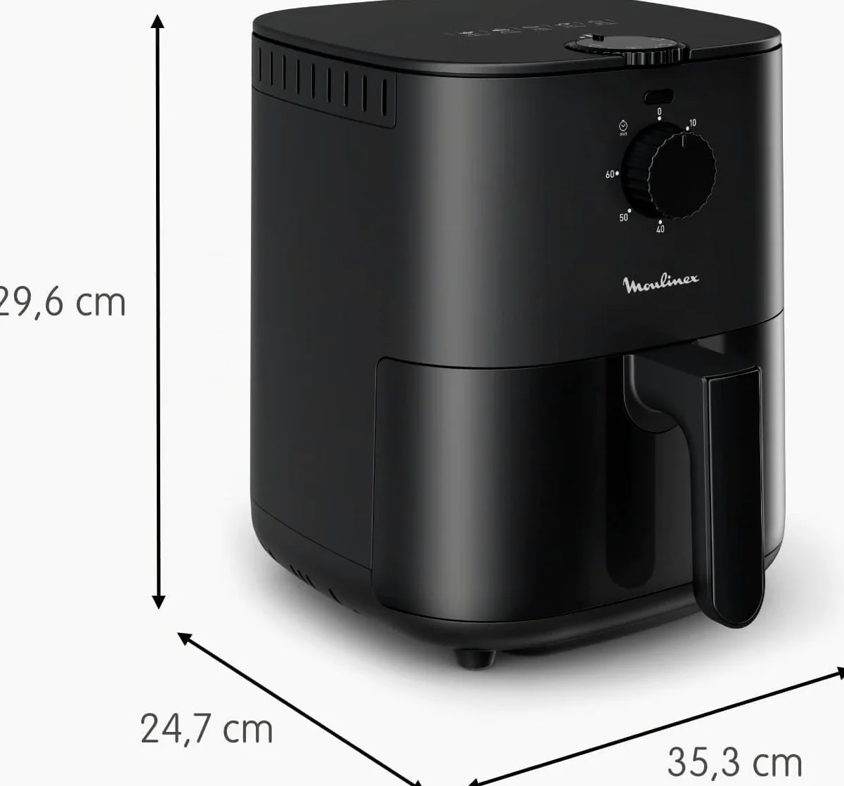 Moulinex Easy Fry Essential 3.5 L EZ1308 Freidora de Aire Caliente, con Poco o Sin Aceite, Controles manuales, 5 Programas, Comidas Sanas, Capacidad 1 Kg, Hasta 4 personas, Compacto, Color Negro