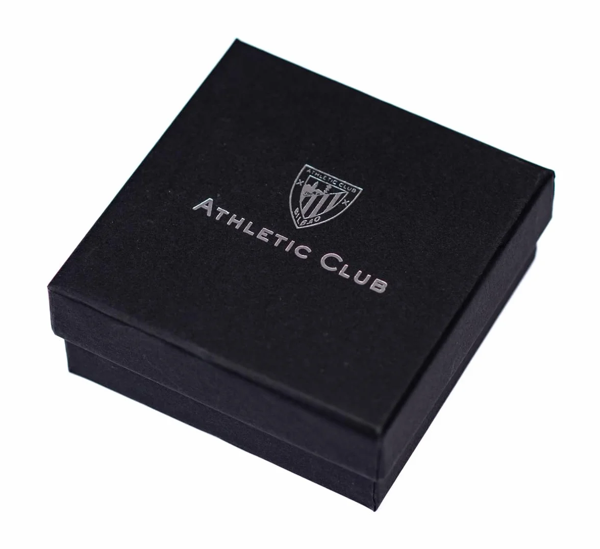 ATHLETIC CLUB BILBAO Pulsera Oficial Piel negra con detalles en acero, cierre metálico, con escudo y letras