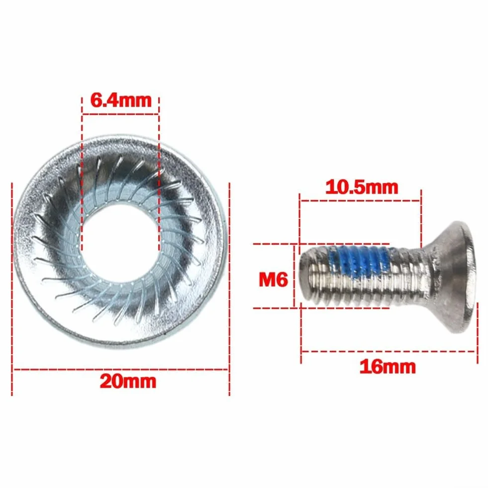 HpLive Tornillos de fijación M6 x 16 con arandelas para reparación de esquís y snowboard 16 unidades
