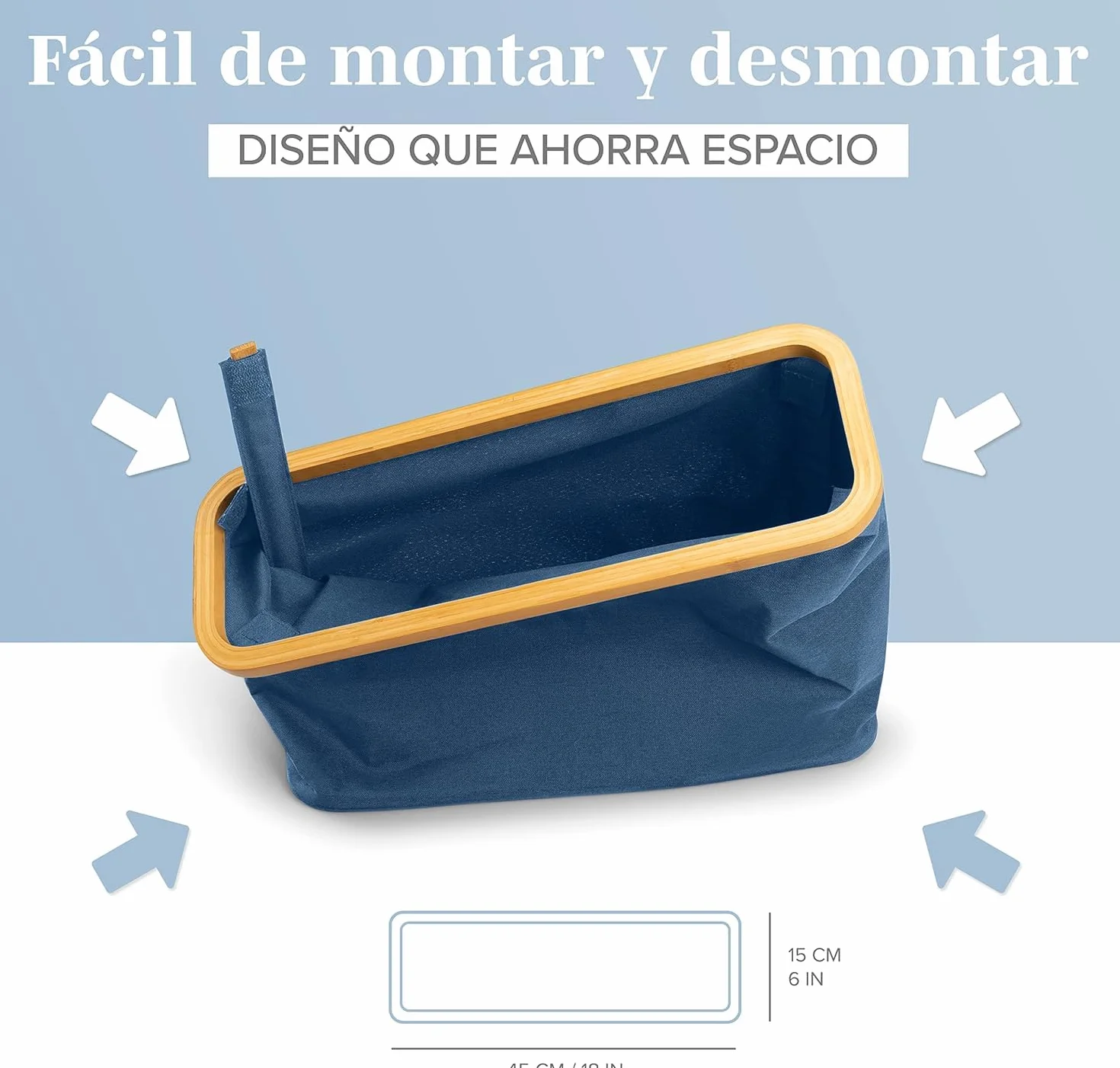 LONBET para 12 Rollos Almacenaje Papel Higienico con Tapa de Bambú - Almacenamiento Baño Plegable e Impermeable - Diseño Elegante y Apilable con Montaje Rápido - Toilet Paper Storage, Azul