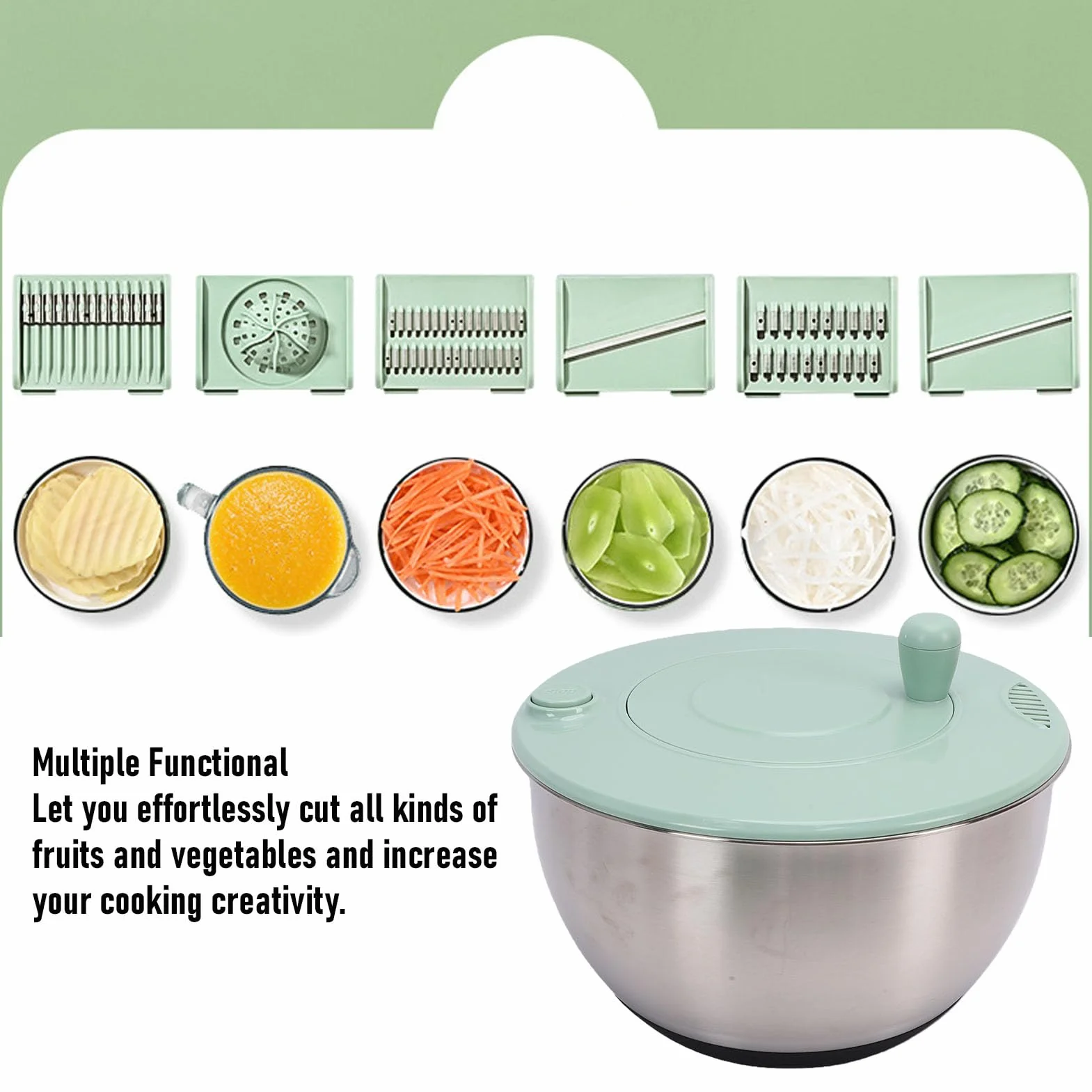 Deshidratador De Ensalada De Verduras Multifuncional Herramienta De Cocina Función De Deshidratación Con Cortadora De Pepino, Patata Y Zanahoria Para La Preparación De Alimentos