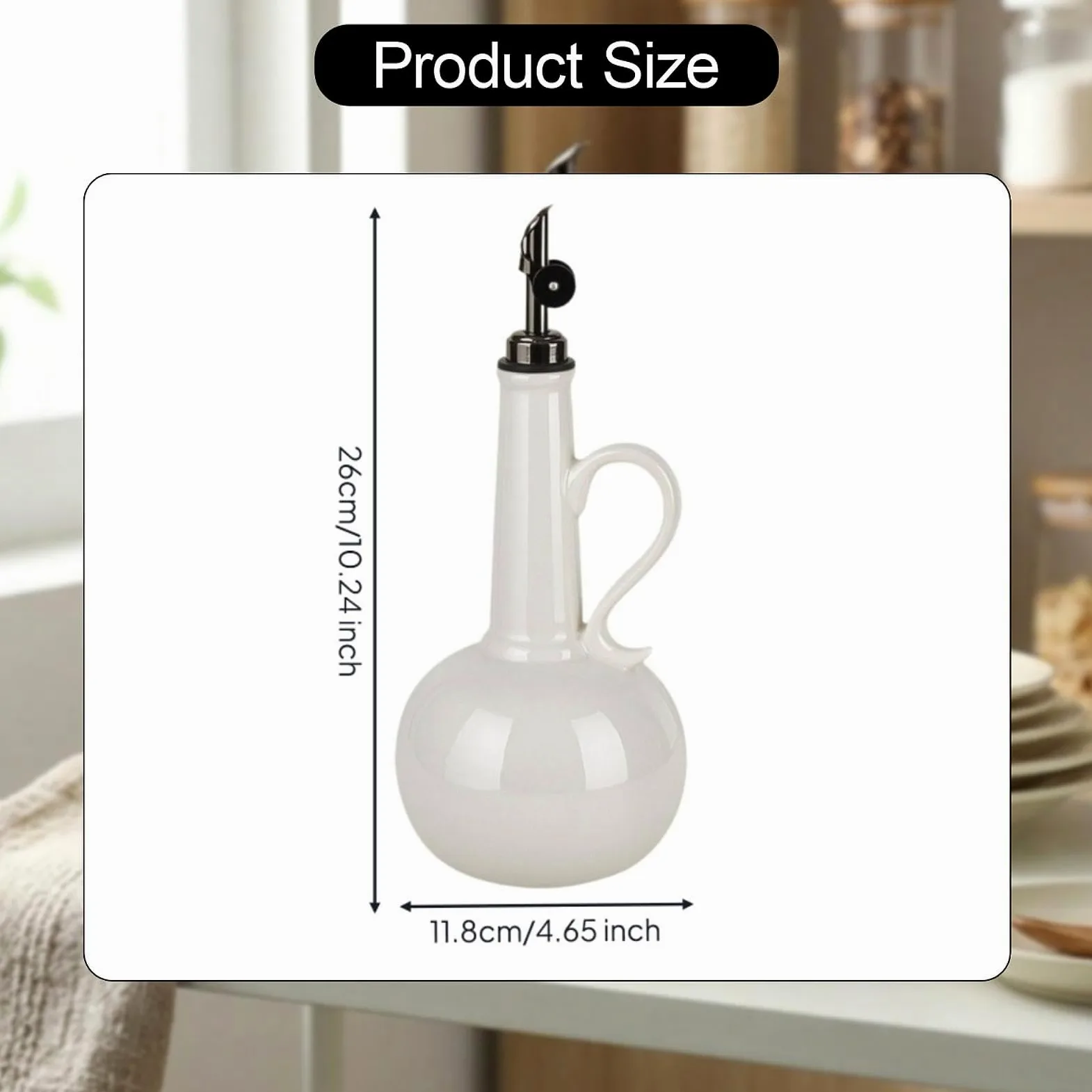 Botella Dispensadora de Aceite Vinagrera Manual Elaborada en Cerámica Contenedor para Cocina con Antiderrame Adecuada para Uso Doméstico Come, Blanco, Individual