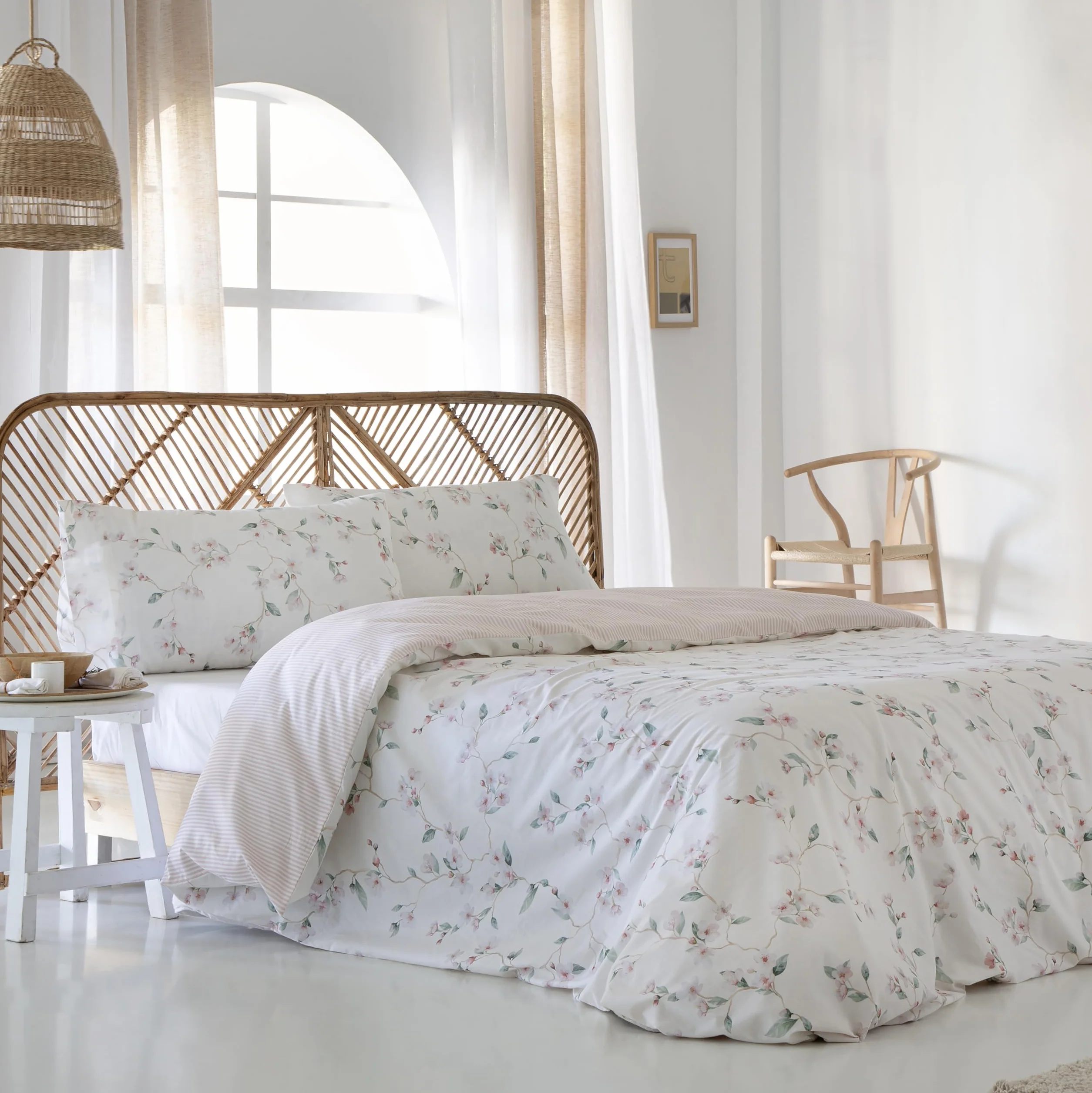 COTTON ARTean Funda Nórdica Cama 150 ALGODÓN PARRES Beige Botones | Incluye 3 piezas: F.Edredón 240x260 + 2 F.de Almohada Certificado OEKO-TEX