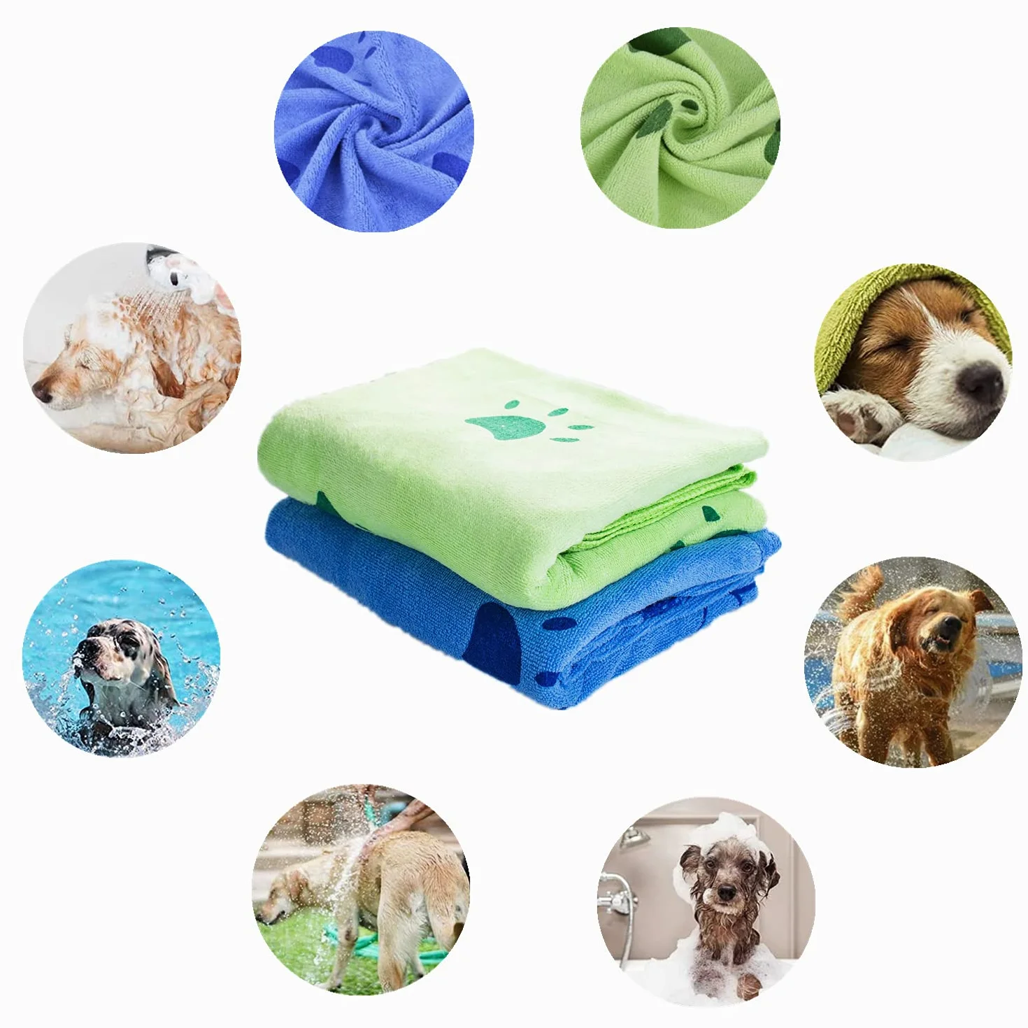 2 Piezas Toallas Baño Perros Toallas de Baño para Perros Toallas de Microfibra para Secar Perros Toallas de Playa Toallas Ultra Absorbentes para Perros Pequeños Medianos