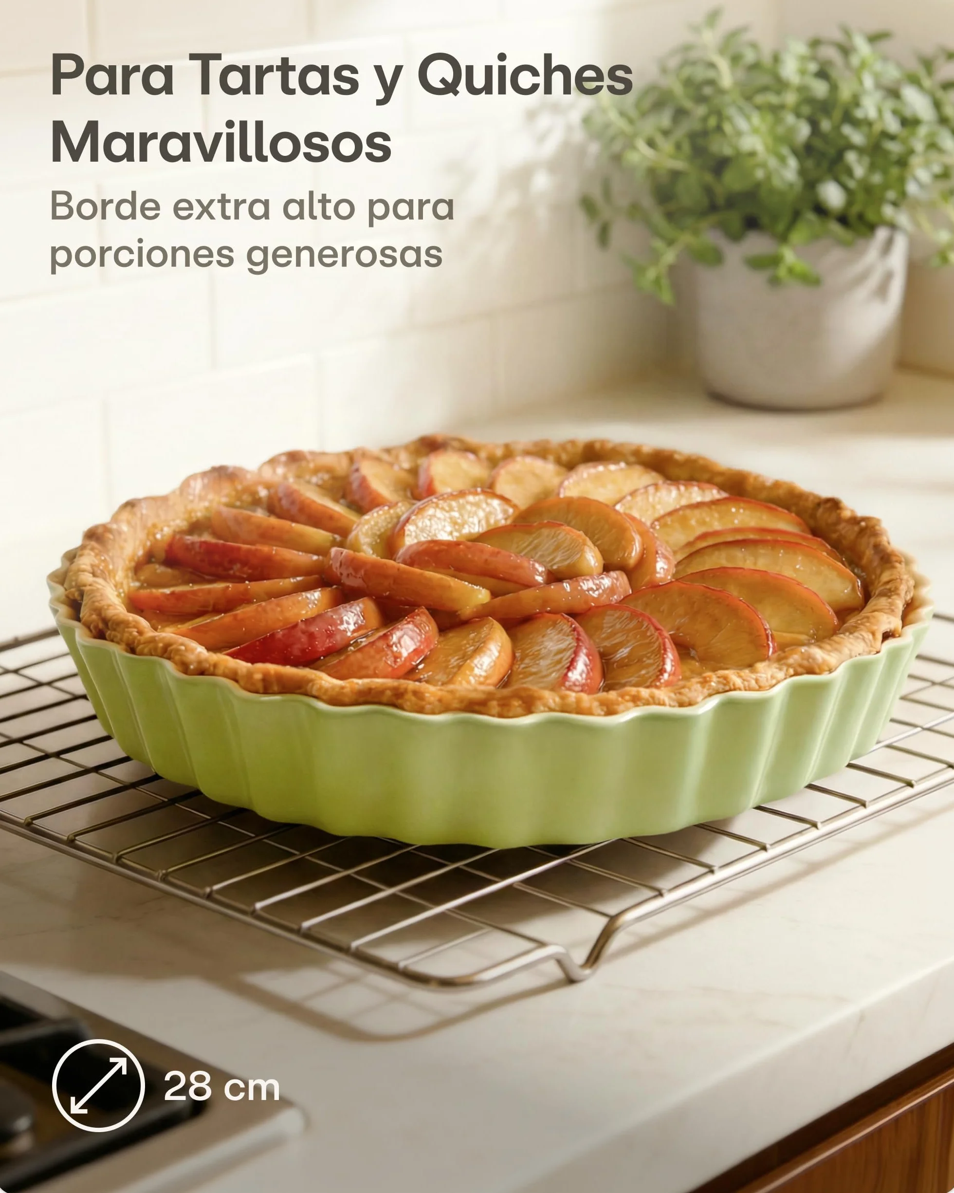 Praknu Molde de Cerámica para Tarta - ø 28 cm - Con Revestimiento Antiadherente - Resistente a Cortes y Rayones - Fácil de Limpiar