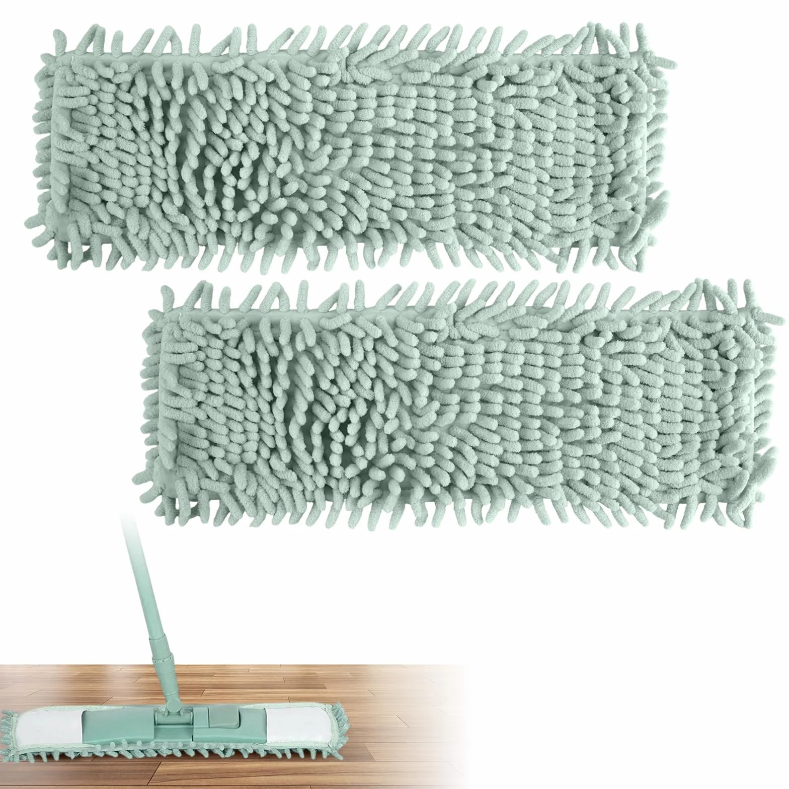 2 Piezas Mopa Funda de Recambio,43 x 13cm Recambio Fregona para Mopa Microfibra Kit,Repuesto de Almohadilla para Fregona,Paño de Repuesto Mopa Microfibra para Baldosas,Suelos Laminados,Suelos Madera
