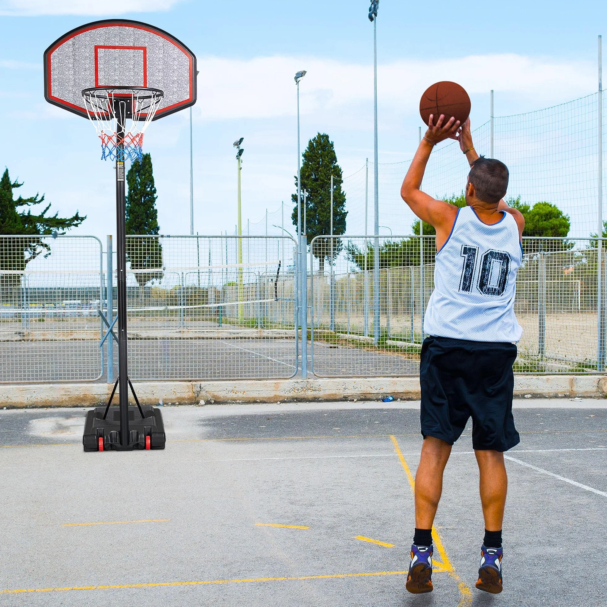 Yaheetech Canasta Baloncesto Exterior Altura Ajustable 304-353 cm Tablero Baloncesto de Pie Adultos Adolescentes