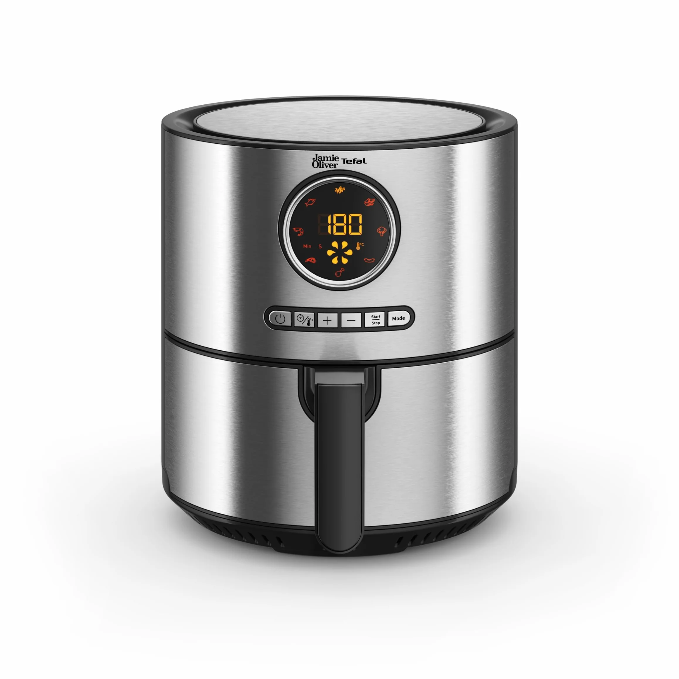 Jamie Oliver by Tefal EY11JD10 Freidora de aire caliente, 1630 W, capacidad XL (4,2 L), ajuste de temperatura de 80 °C a 200 °C, pantalla táctil, 8 programas automáticos, acero inoxidable