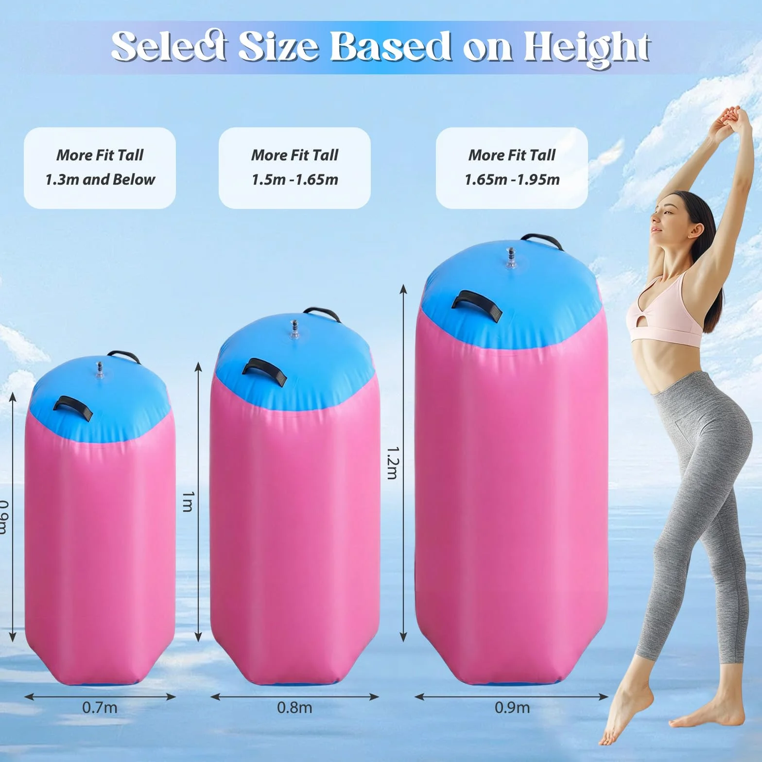 Rollo de aire inflable de PVC para yoga fitness 80 x 100 cm