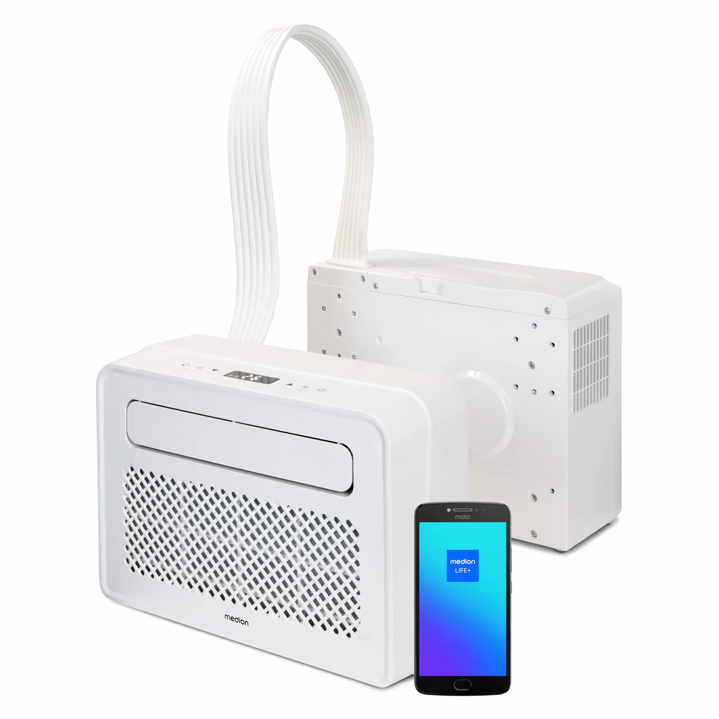 MEDION Smart Split Aire Acondicionado Caravana P502 (5000 BTU, 3 en 1, Refrigeración, Deshumidificación, Ventilador, hasta 12 m², ideal para caravanas, Campers, Modo Nocturno, WiFi, App, MD 37735)