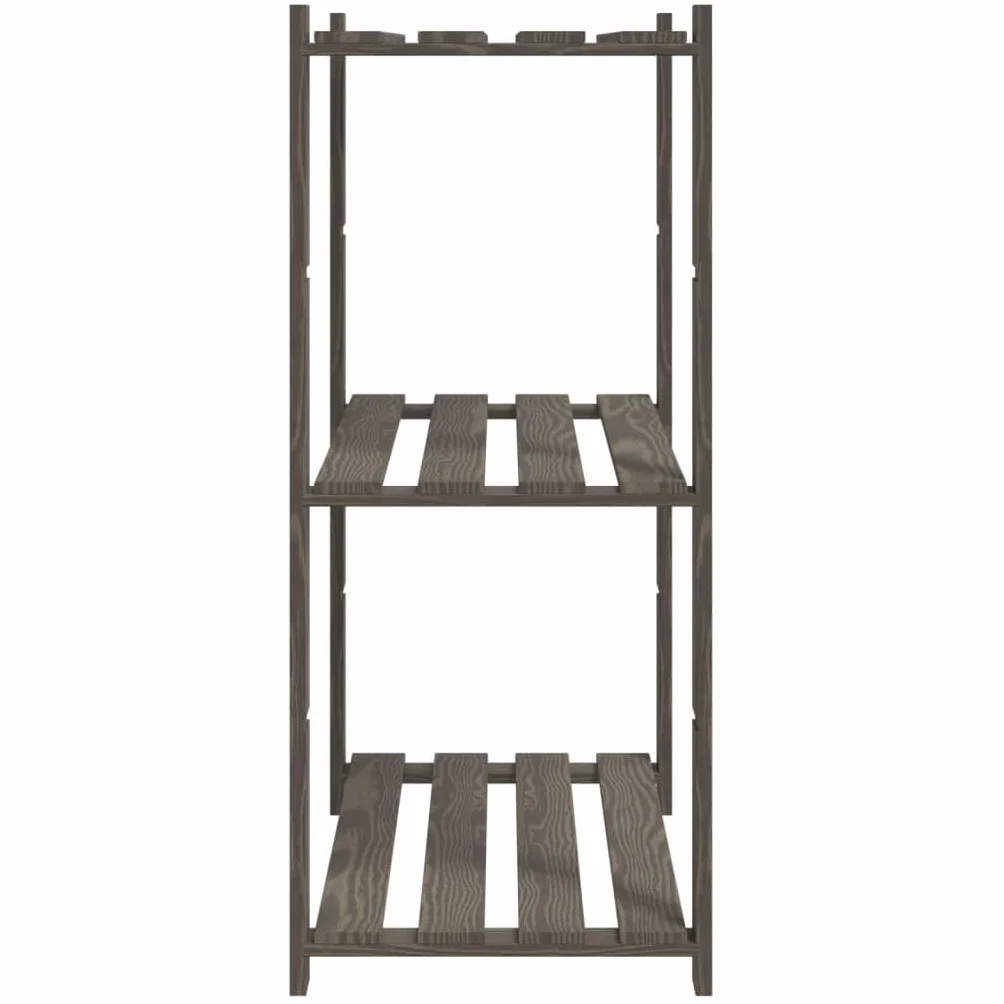 Estantería de 3 Niveles Madera Maciza Pino Gris 80x38x90 cm, Estanterias Almacenaje, Estanterias Trastero, Estanterias para Garaje, Estantes para Herramientas, Estanteria Almacen - 373386