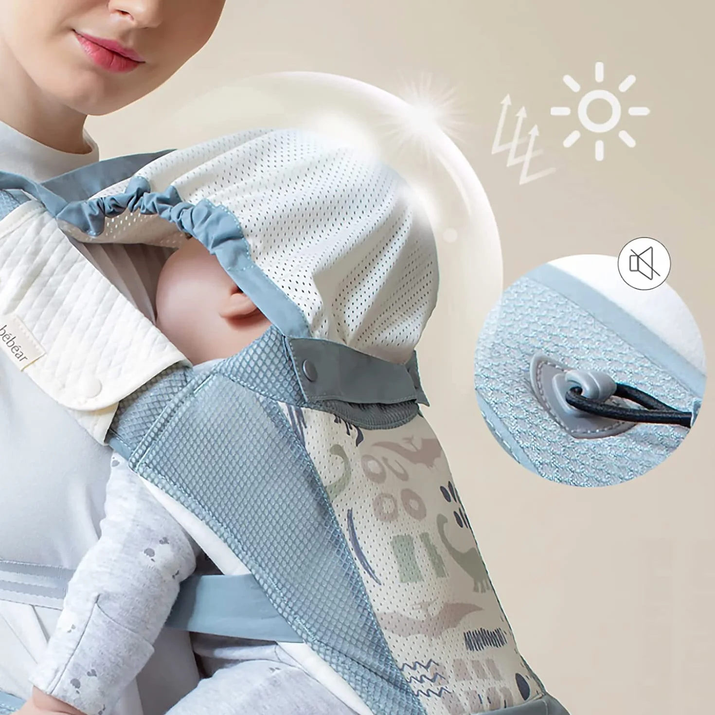 Bebear Bebamour Portabebés 0-36 meses Mochila Portabebés Malla Aire 3D Recién Nacidos Niños Pequeños Baby Carrier 3D Air Grey