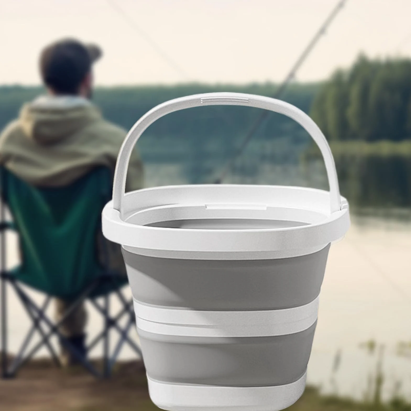 Cubo De Agua Plegable De 10 Litros – Contenedor A Prueba De Derrames, Mango Portátil
