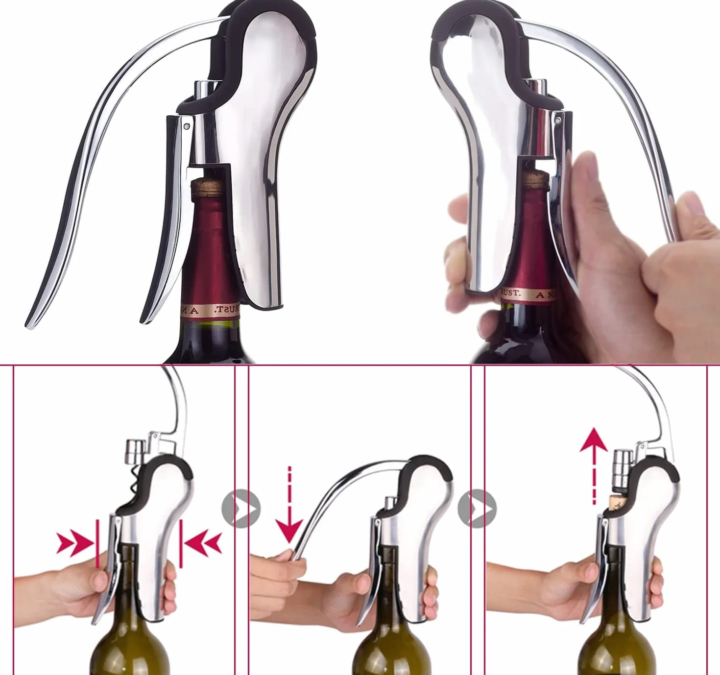 Abrebotellas de acero inoxidable con cortador de cápsulas integrado