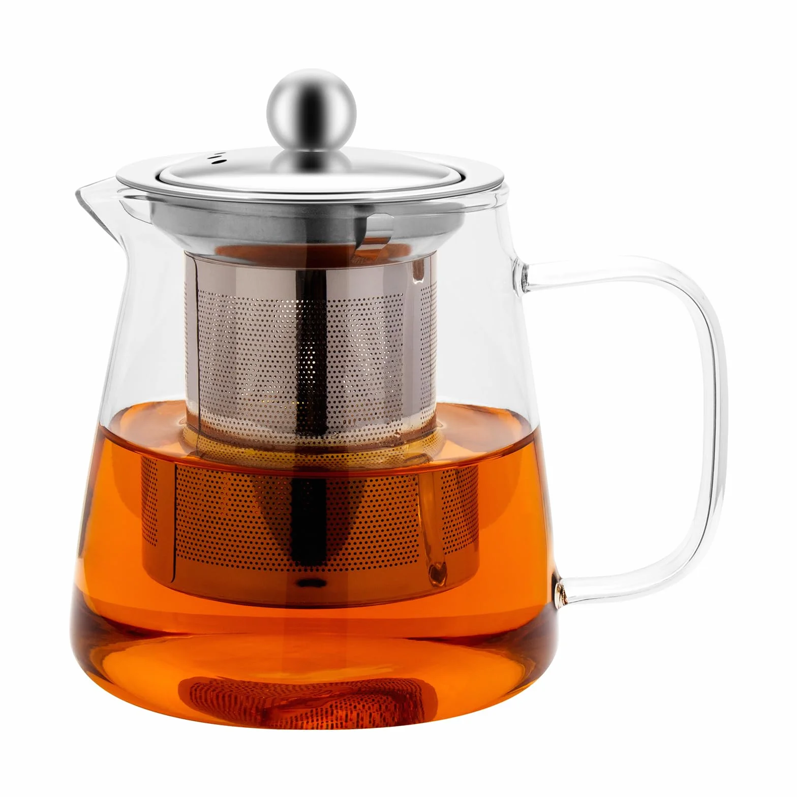 Tetera Borosilicato 750 ml Con Infusor y Colador De Acero Inoxidable, Para Estufa, Té De Hojas Sueltas, Hierbas y Frutas