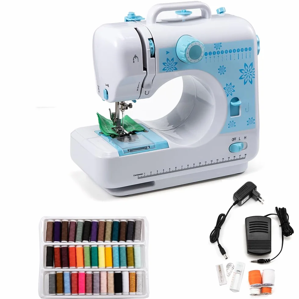 Pequeña máquina de coser, máquina de coser eléctrica portátil para principiantes con patrón de 12 puntadas
