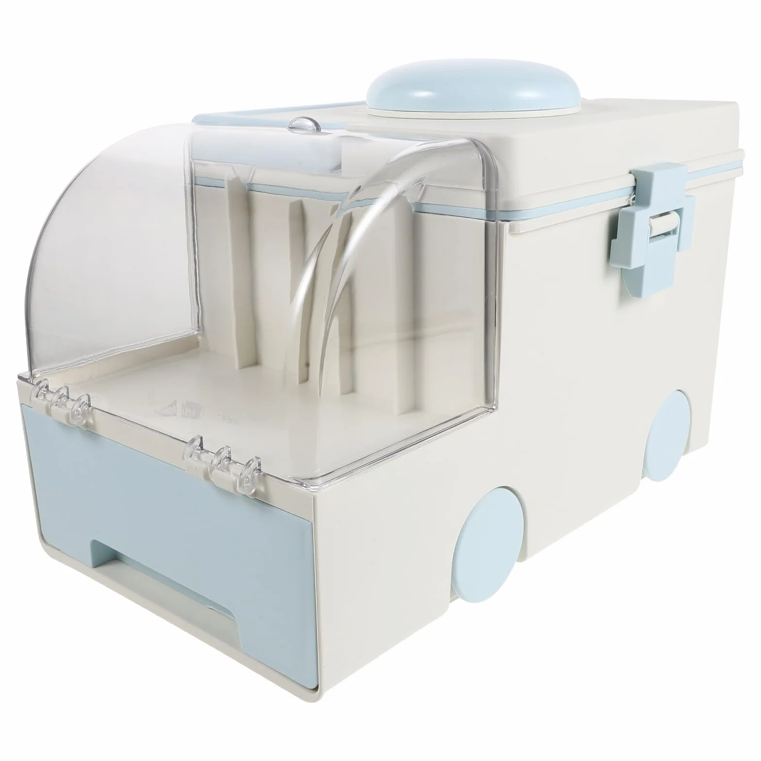 Caja Organizadora Médica para Primeros Auxilios Grande con Asas, Maletín Multiusos Portátil Color Crema Azul, Contenedor Resistente al Agua para Almacenamiento de Medicamentos