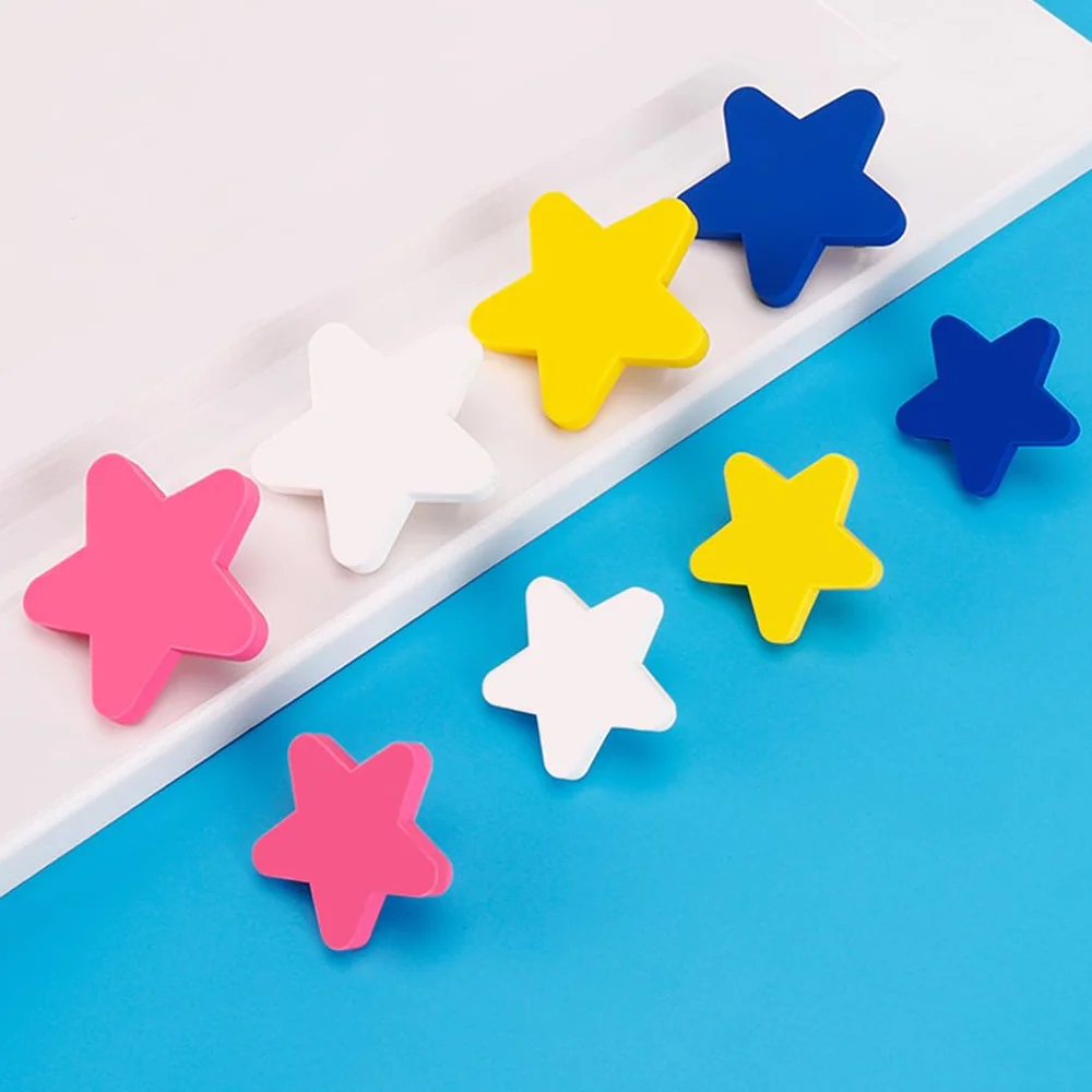 2 piezas Tiradores en Forma de estrella Manilla Puerta Habitación infantil Perilla para Cajón Asas de gabinete Tiradores Armarios de Goma Manijas Multicolor