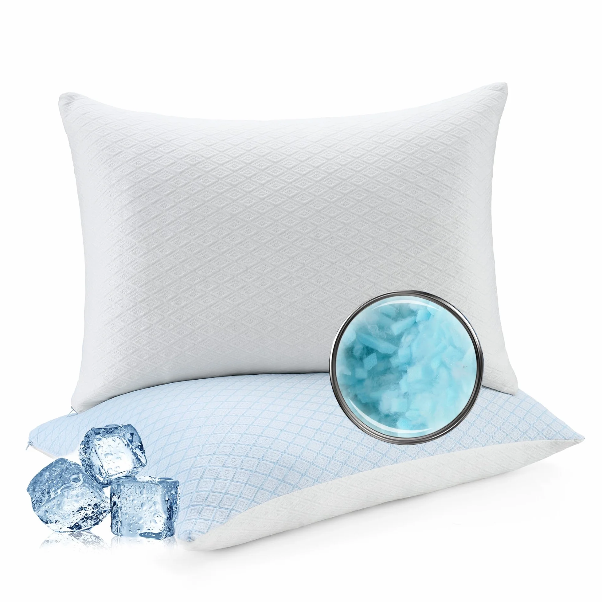 Deodar Almohada Viscoelástica Cervical Suave y Transpirable con Soporte para Cabeza y Cuello – 40x60 cm Blanco Espiral 2 Piezas