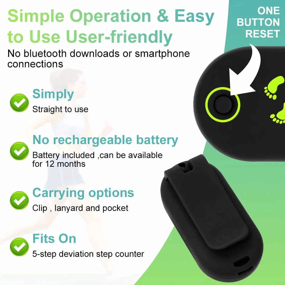 Flintronic Podómetro de Pantalla Mini 3D para Caminar, Deportivo Portátil con Cordón de Clip