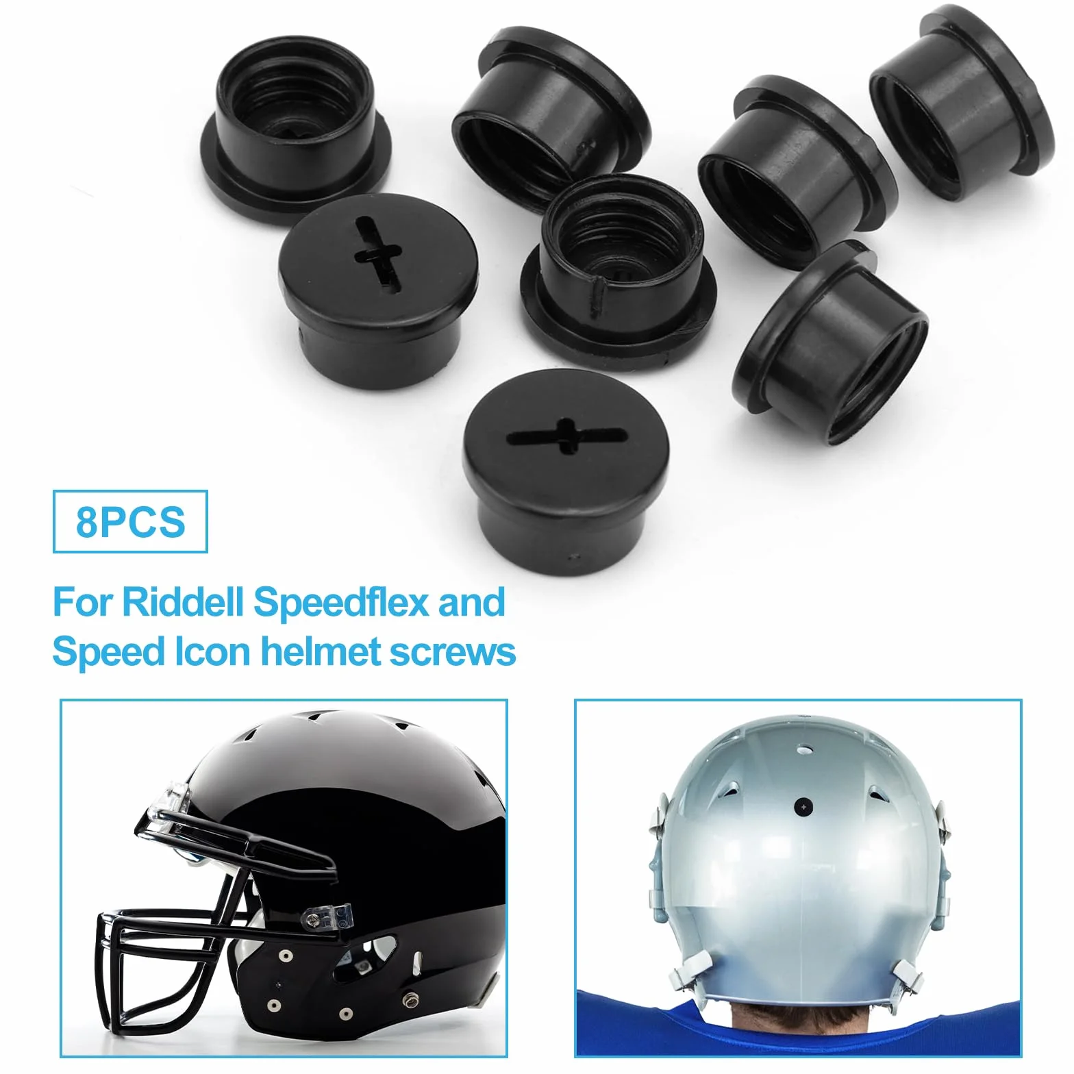 Tornillos Válvula Vejiga para Riddell Speedflex y Speed Icon, Plástico Casco Fútbol Tapones Válvula Negro