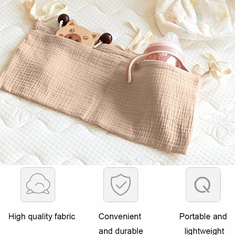 Organizador Colgante para Cama de Bebé, Bolso para Pañales y Accesorios (Beige)