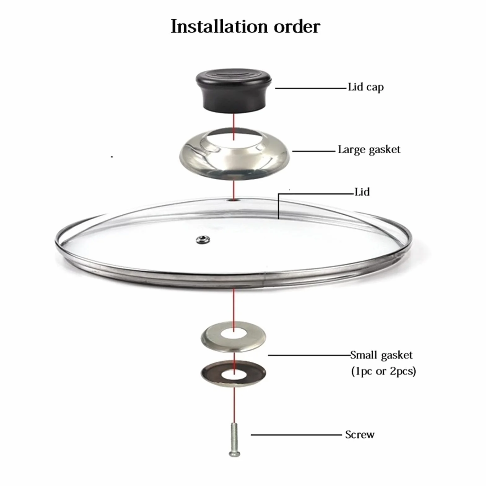 Tapa Universal de Vidrio Templado para sartenes, cacerolas, woks, ollas y sartenes de 14 a 30 cm. Tapa de Repuesto para ollas.