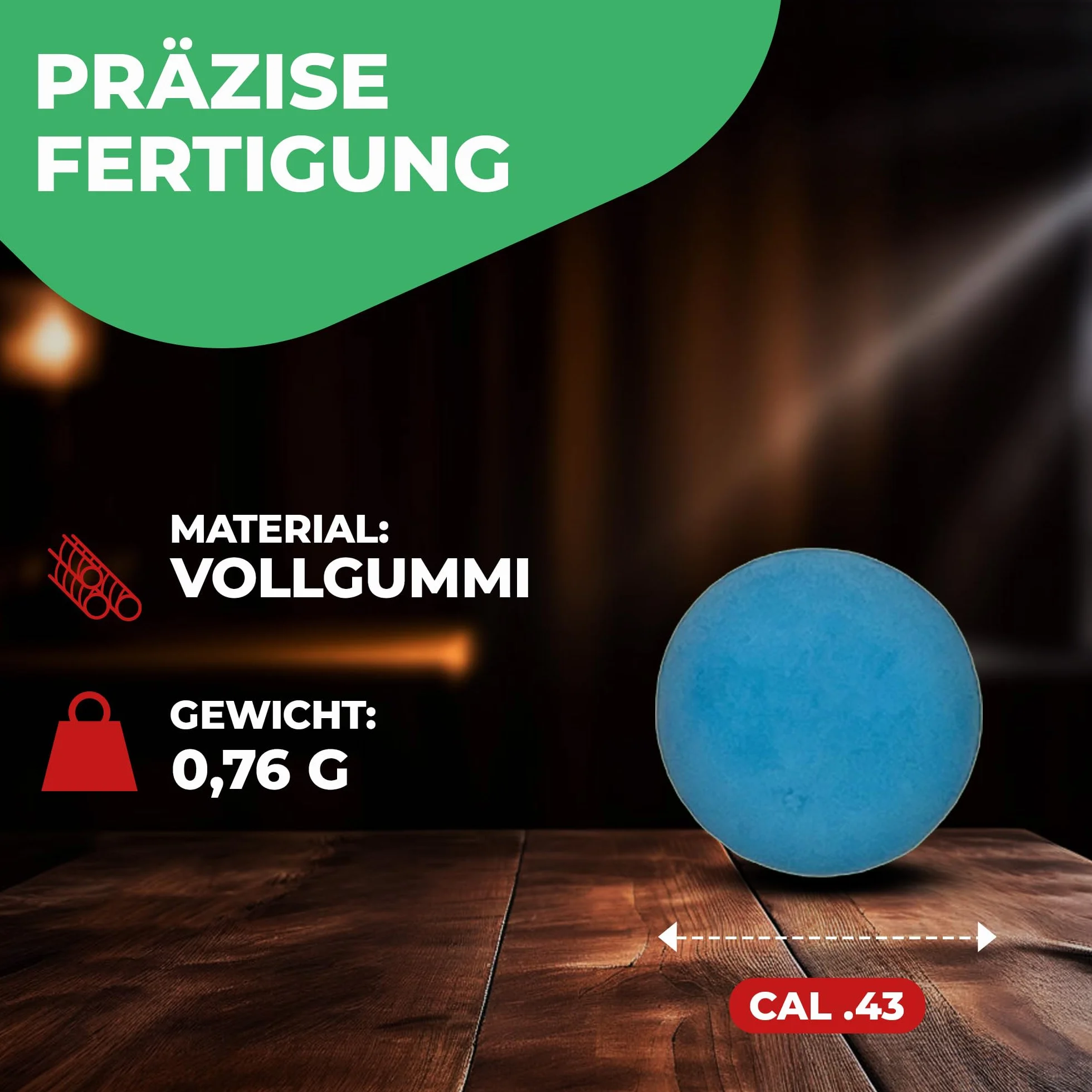 Fritz-Cell Juego de 100 Balas de Goma RB Cal.43 compatibles T4E HDR50 HDP5
