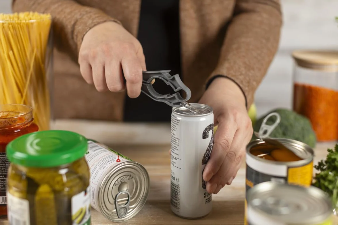 KUHN RIKON 5 en 1 Swiss Multiabridor gris, 5 funciones para abrir botellas, tapas de tubos, etc., abridor para diferentes aplicaciones