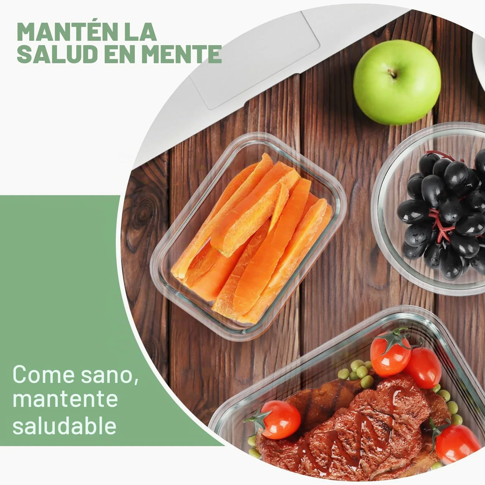 Skroam Paquete de 12 recipientes de vidrio para almacenamiento y preparación de comidas, almacenamiento de cocina para almuerzo, a prueba de fugas,