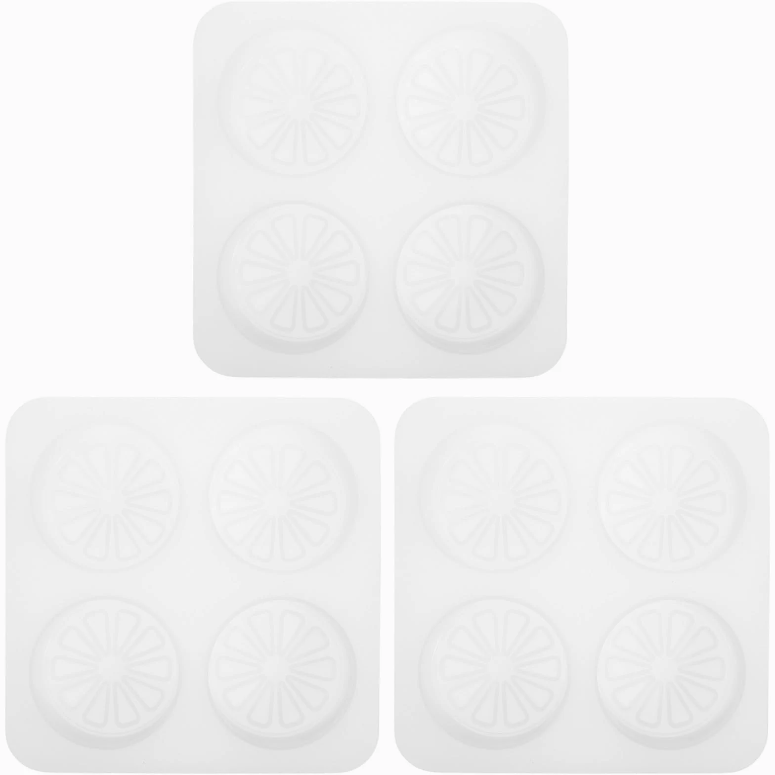 Lurrose Molde de silicona con forma de limón de 3 piezas: Bandeja para hornear con forma de fruta de 4 cavidades - Moldes para hornear para chocolate, dulces, adornos para cupcakes, herramienta de